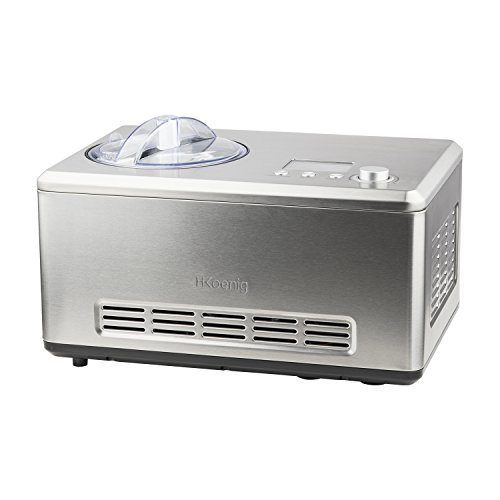 H.Koenig HF320 Gelatiera Elettrica Professionale per Gelati, Frozen Yogurt e Sorbetti con compressore autorefrigerante, 2L,Pronti in 40min, Inox,180W