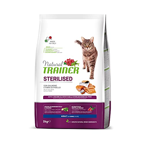 Natural Trainer Sterilised Cibo per Gatti Adulti con Salmone - 3kg